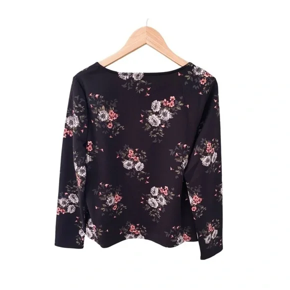 Violets & Roses Long Sleeve Black Floral Blouse Top NWT Size XXL - Picture 2 of 6